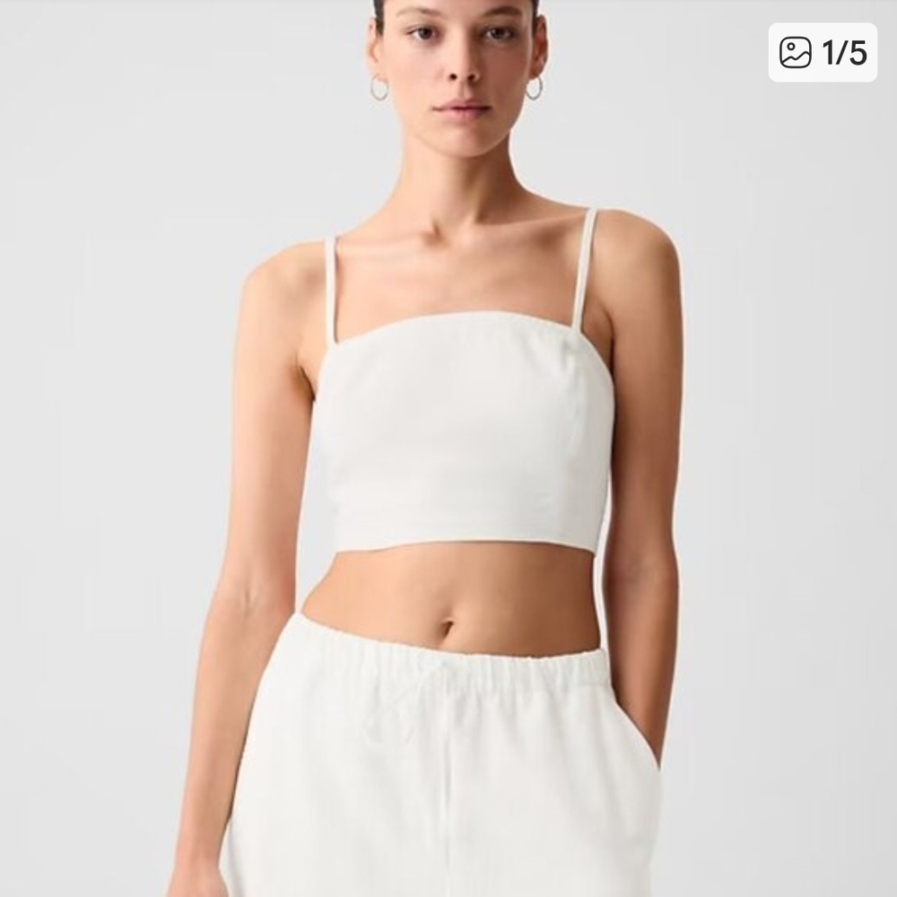 GAP White Cropped Square-Neck Camisole